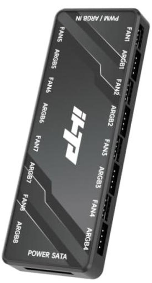 2-in-1 PWM ARGB Fan Hub, 16-Port SATA Powered Splitter | 8x 5V 3-pin ARGB and