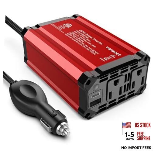 400W Car Power Inverter for Vehicles DC 12V to AC 110V Inverter Red
