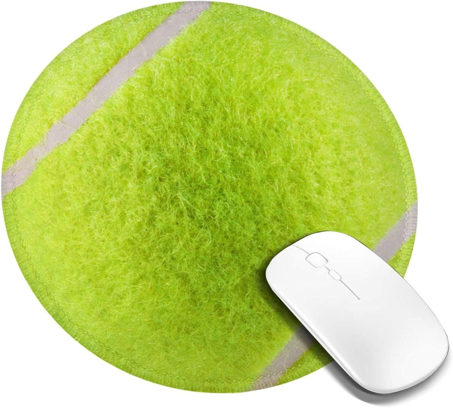 Tennis Ball round Mouse Pad, Small Gaming Mousepad with Stitched Edge, Non-Slip 