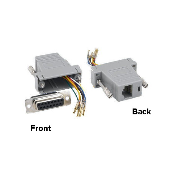 10PCS DB15 Female to RJ-45(8P8C) Female Modular Adapter RS-232 Serial Gray