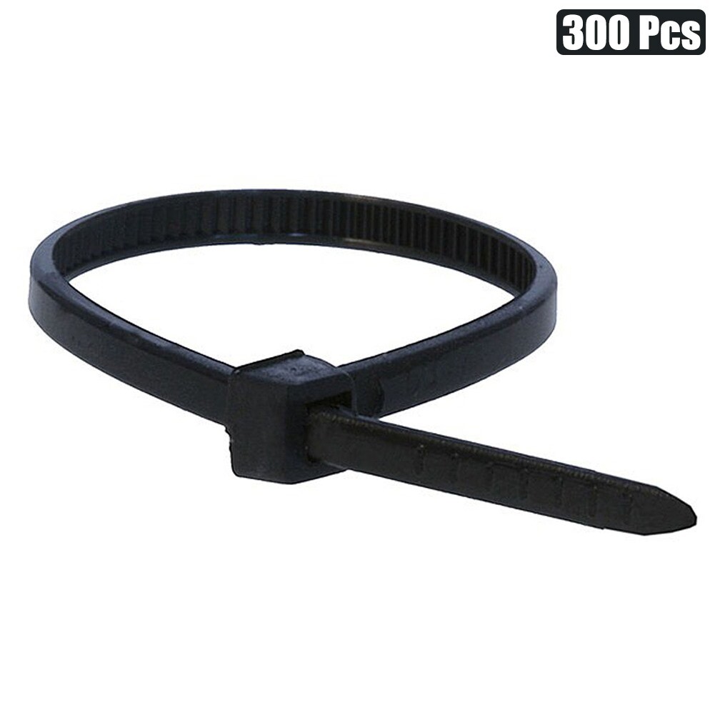 300 Pcs 4" Nylon Plastic Cable Zip Tie Wire Cord Strap Wrap Fasten 18 Lbs Black