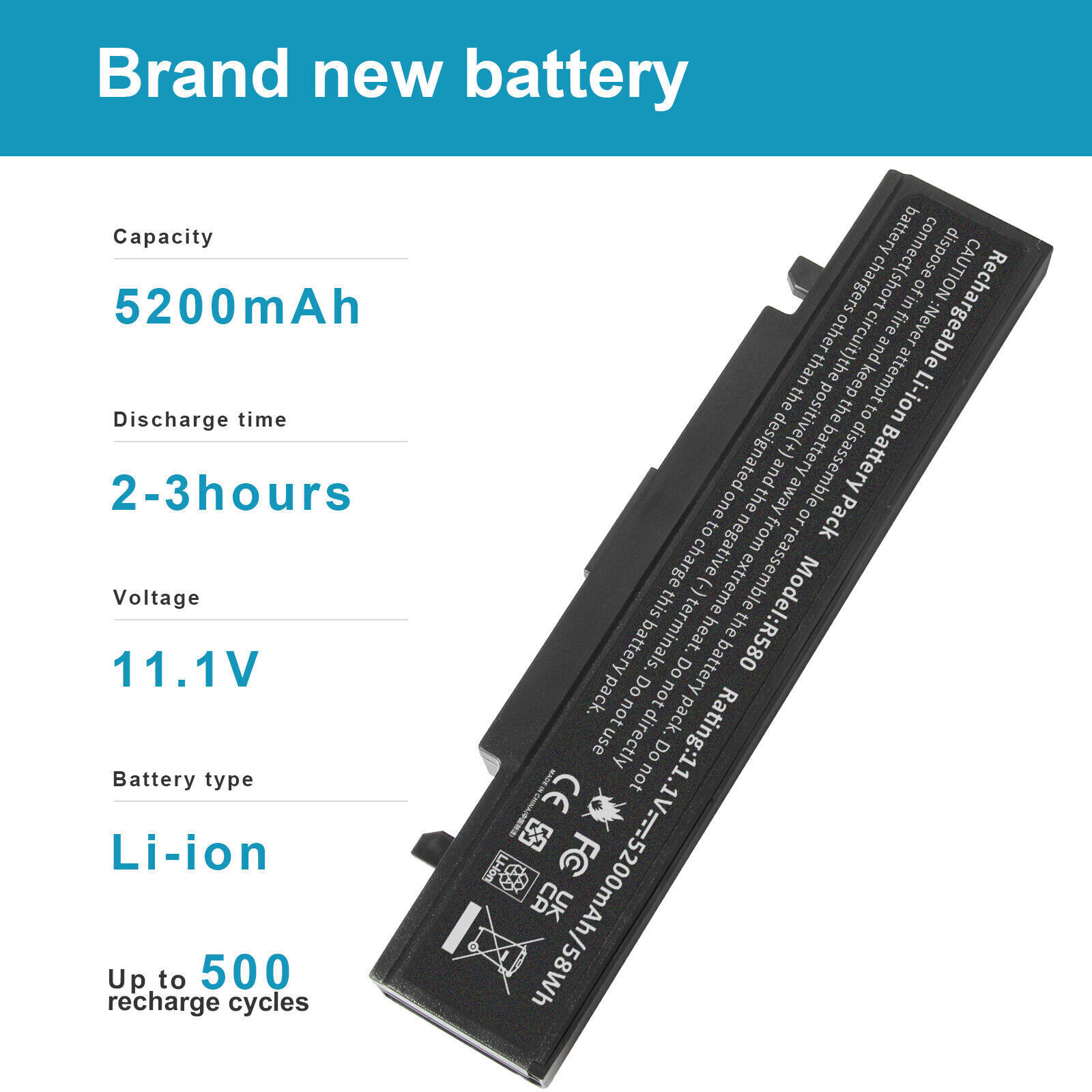 6Cell Battery for Samsung AA-PB9NC6B AA-PB9NS6B R428 R580 R780 R730 RV511 RV520