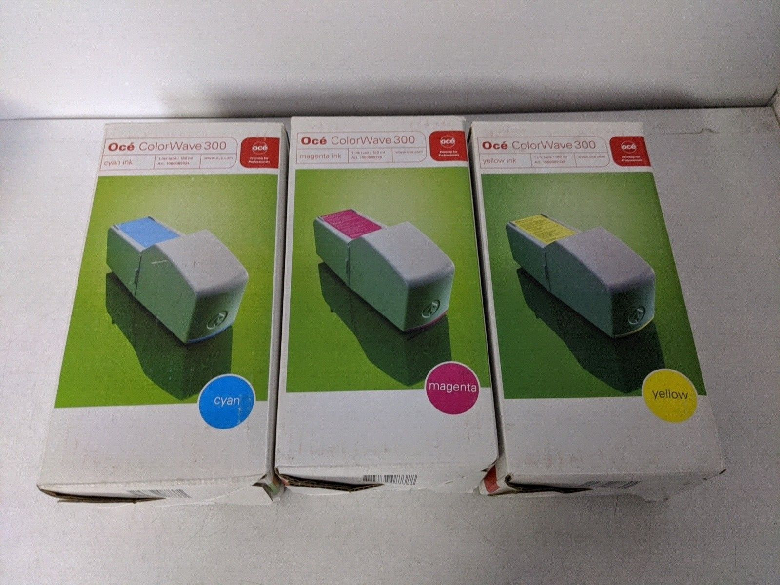 LOT OF 3 OCE COLOR WAVE 300 CYAN, MAGENTA YELLOW  INK  180ml