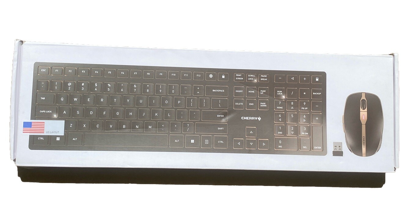 Black/Bronze Cherry DW9100 Slim Wireless Bluetooth Keyboard Mouse Rechargeable