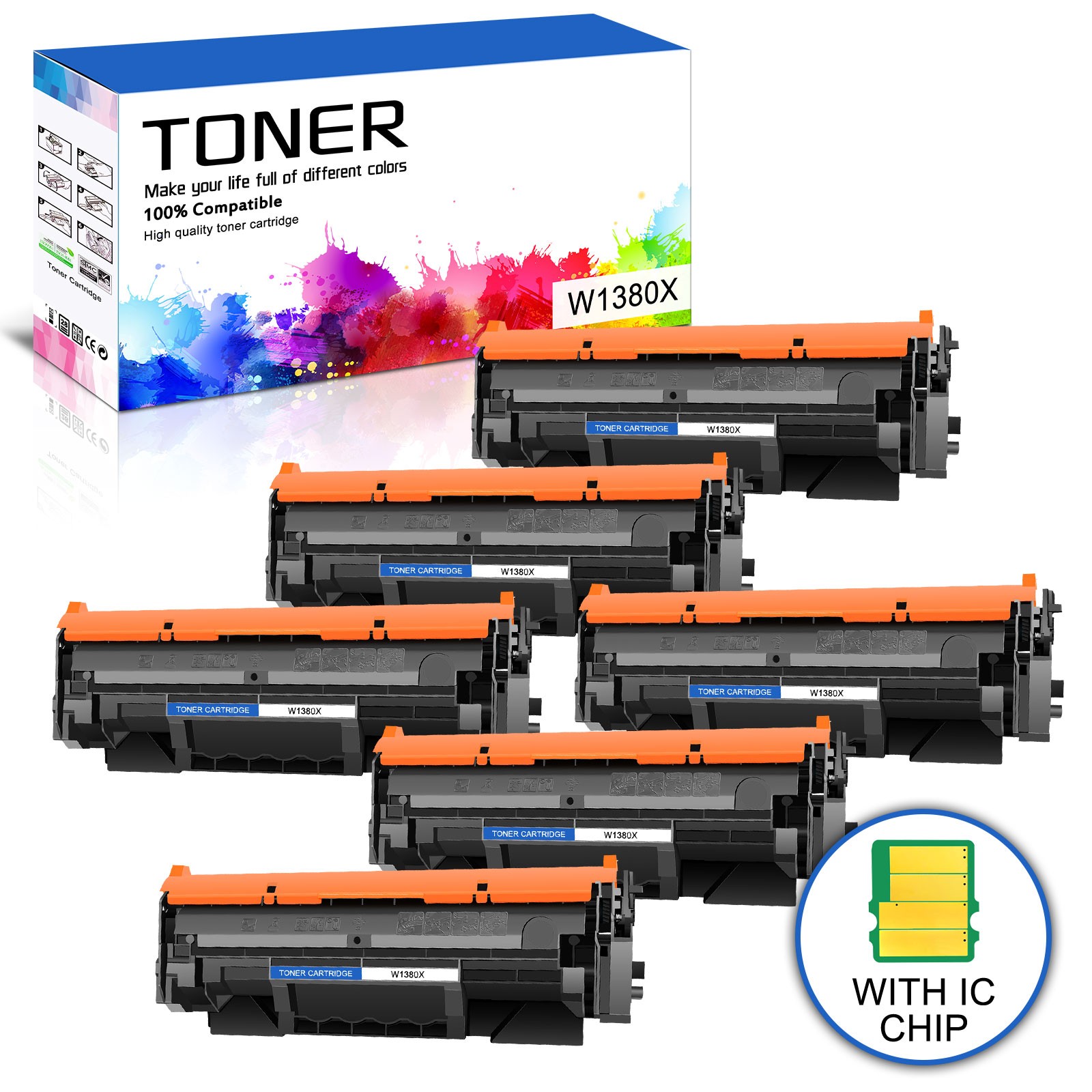 6PK W1380X Toner Cartridge with Chip Fit for HP LaserJet Pro 3001dw MFP 3101fdw