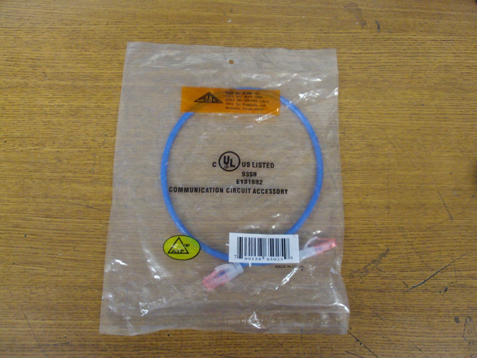 3 Pieces Allen Tel Products AT1602-BU CAT 6 Cable 2 ft Blue Cord