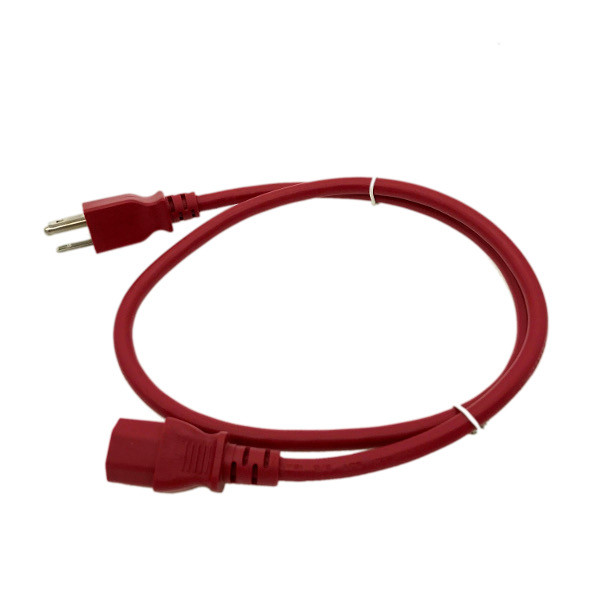 Red 3FT Universal 3 Prong AC Power Cord Cable 18AWG Computer Printer Monitor TV