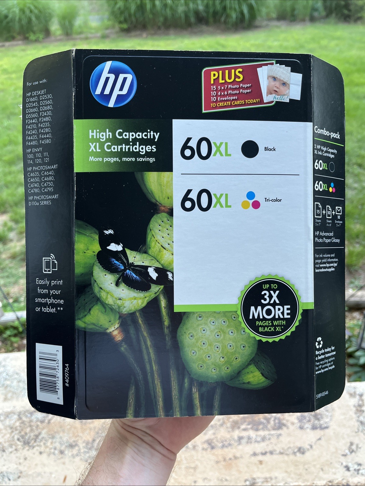 HP Hewlett Packard D8J61BN 60XL Black 60XL Tri Color Cartridges Combo Pack 6/14