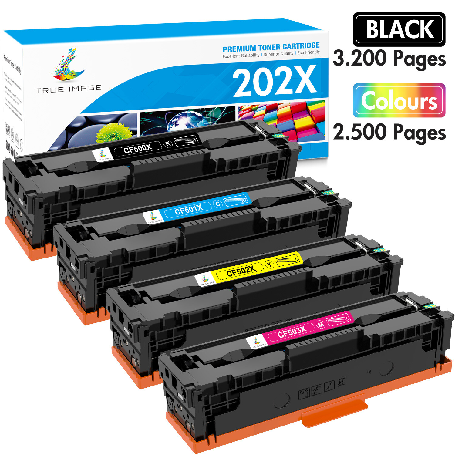 4PK CF500X Toner Cartridge For HP 202X Color LaserJet Pro M254dw M281cdw M281fdw