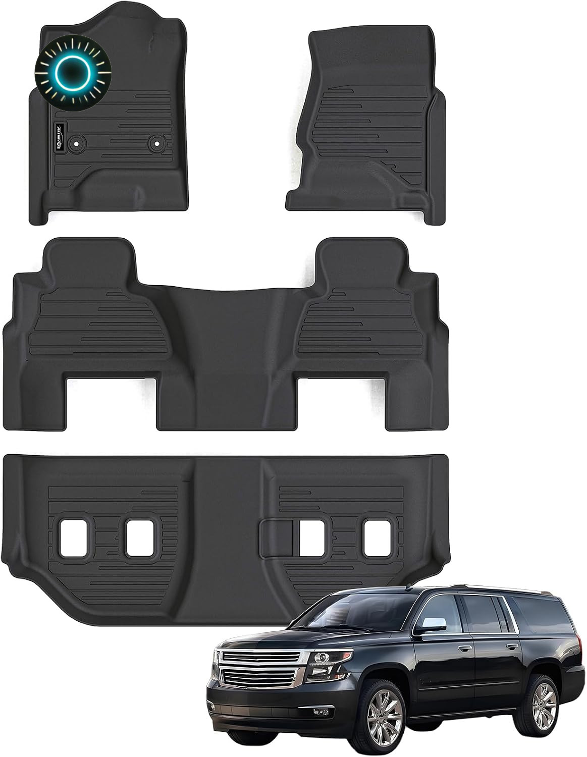Floor Mats for 2015-2020 Chevy Suburban Only 7 Seats (2nd Row Bucket Seats) &...