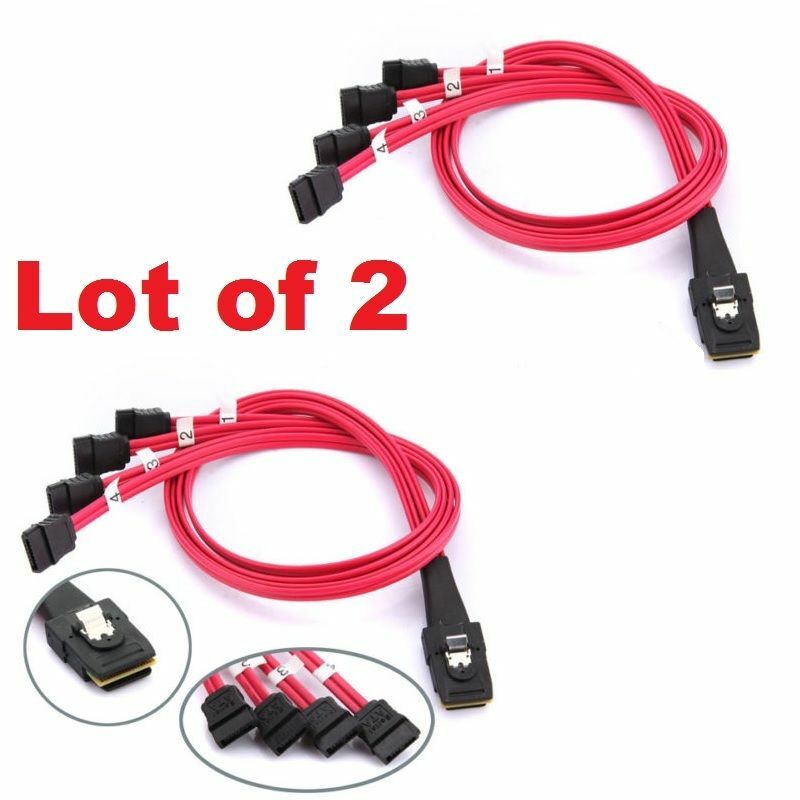 2x Mini SAS to 4-SATA SFF-8087 Multi-Lane Forward Breakout Internal Cable 50CM