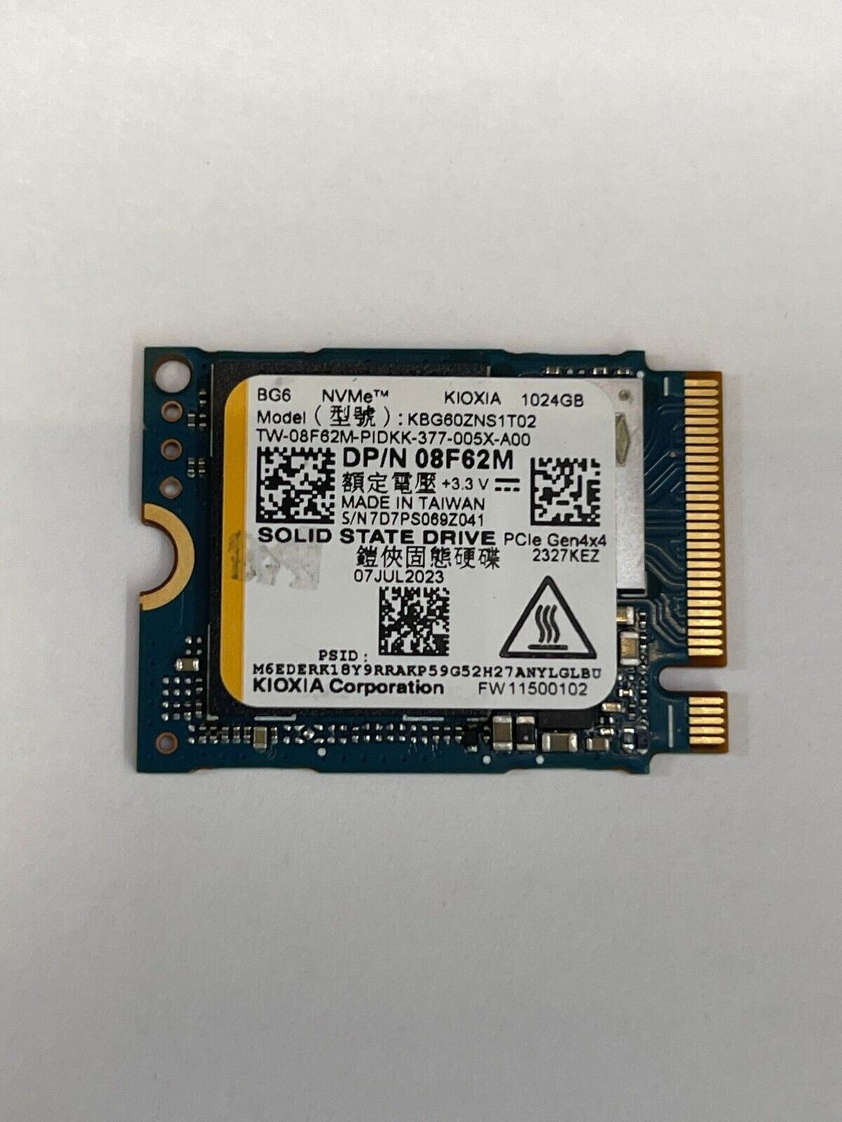 Drives &amp; Storage Dell 8F62M (Kioxia KBG60ZNS1T02) 1TB M.2 2230 NVMe SSD P...