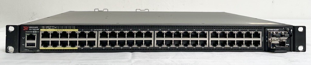 Brocade ICX7450-48P 48 Port Gigabit Switch 2x ICX7400-1X40GQ 2x PSU w/rack arms