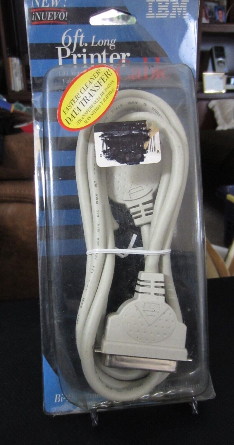 Genuine IBM Bi-Directional IEEE 1284 6' Printer Cable - New Old Stock