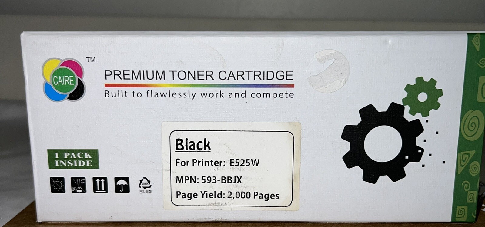 Caire Premium Toner Cartridge E-525-W Toner MPN 593-BBJX Factory Sealed Black