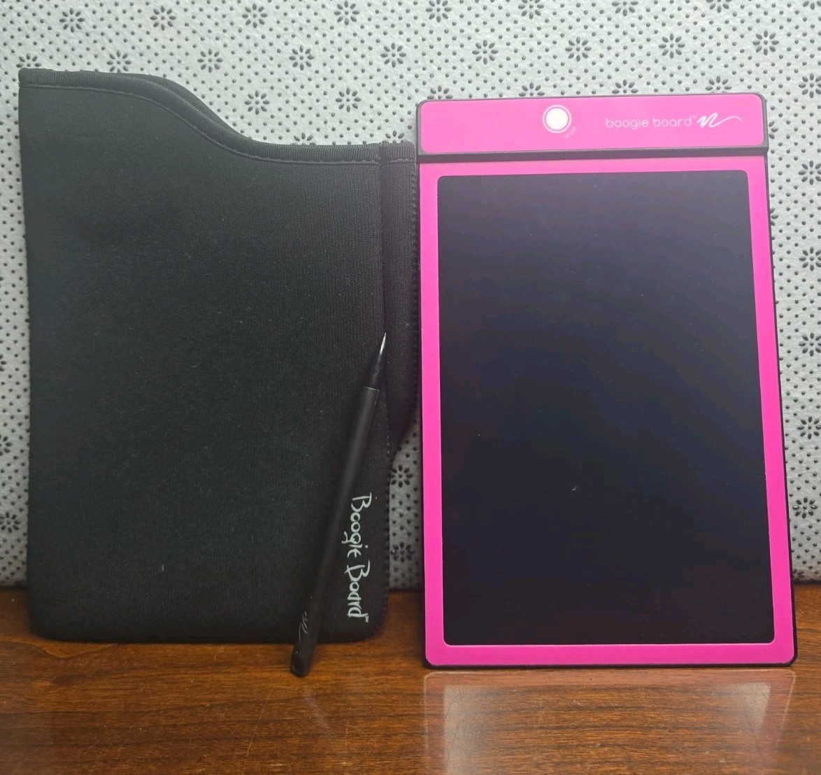 Boogie Board LCD Writing Tablet eWriter w/ Stylus And Sleeve Case, Pink/Black