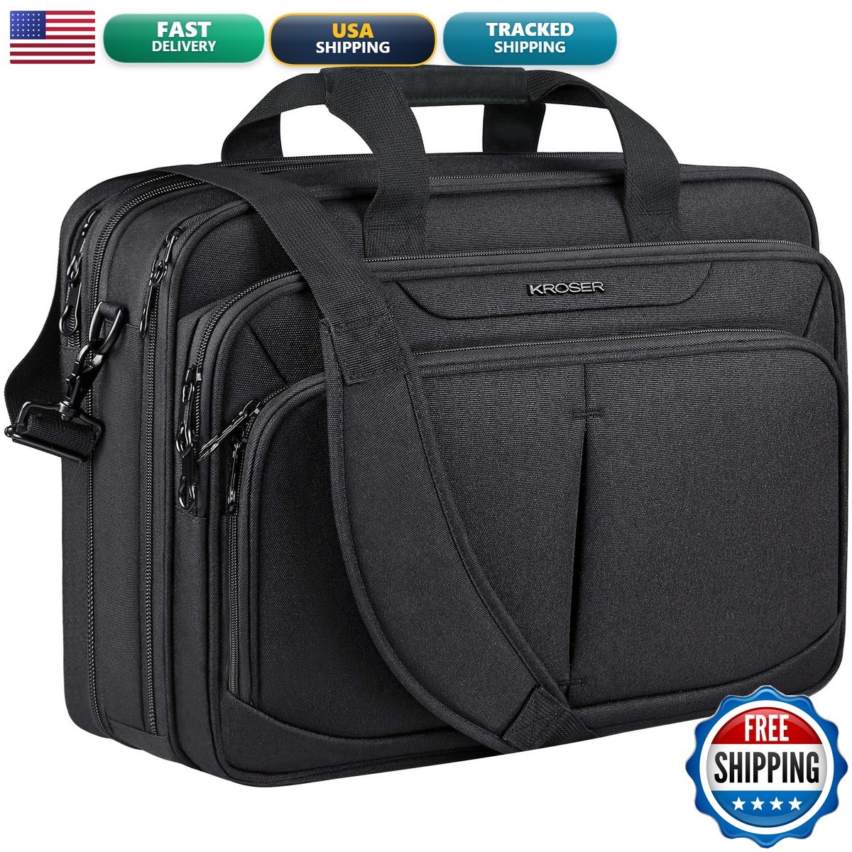 KROSER Laptop Bag 17.3" Black