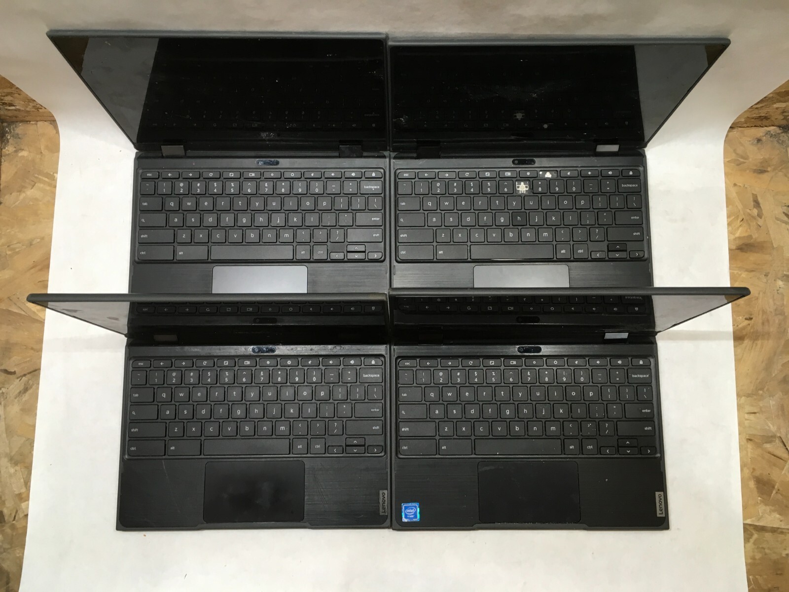 Lot of 4 Lenovo 300e Chromebook 2nd Gen All Power Dead Damaged Screens- FT