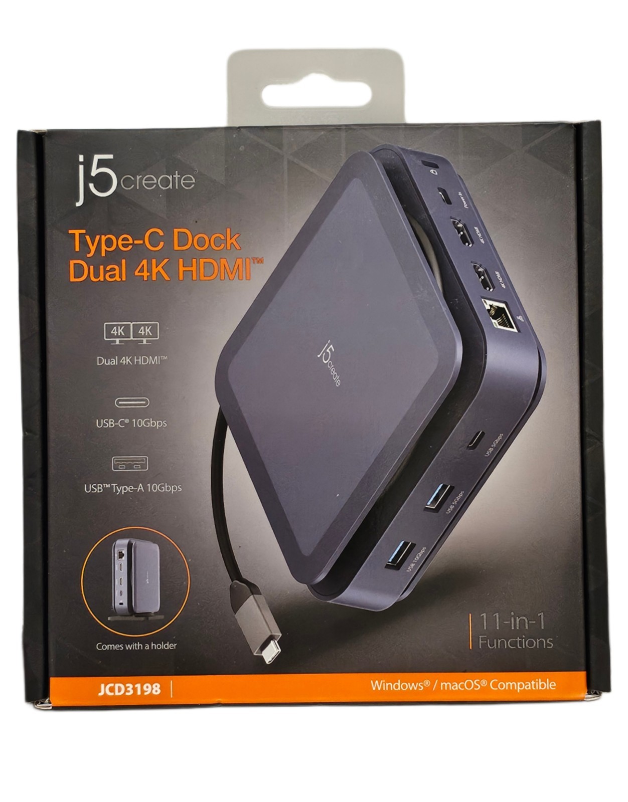*Brand New* J5create, USB-C Dual 4K HDMI Docking Station, 15W Wireless Charging