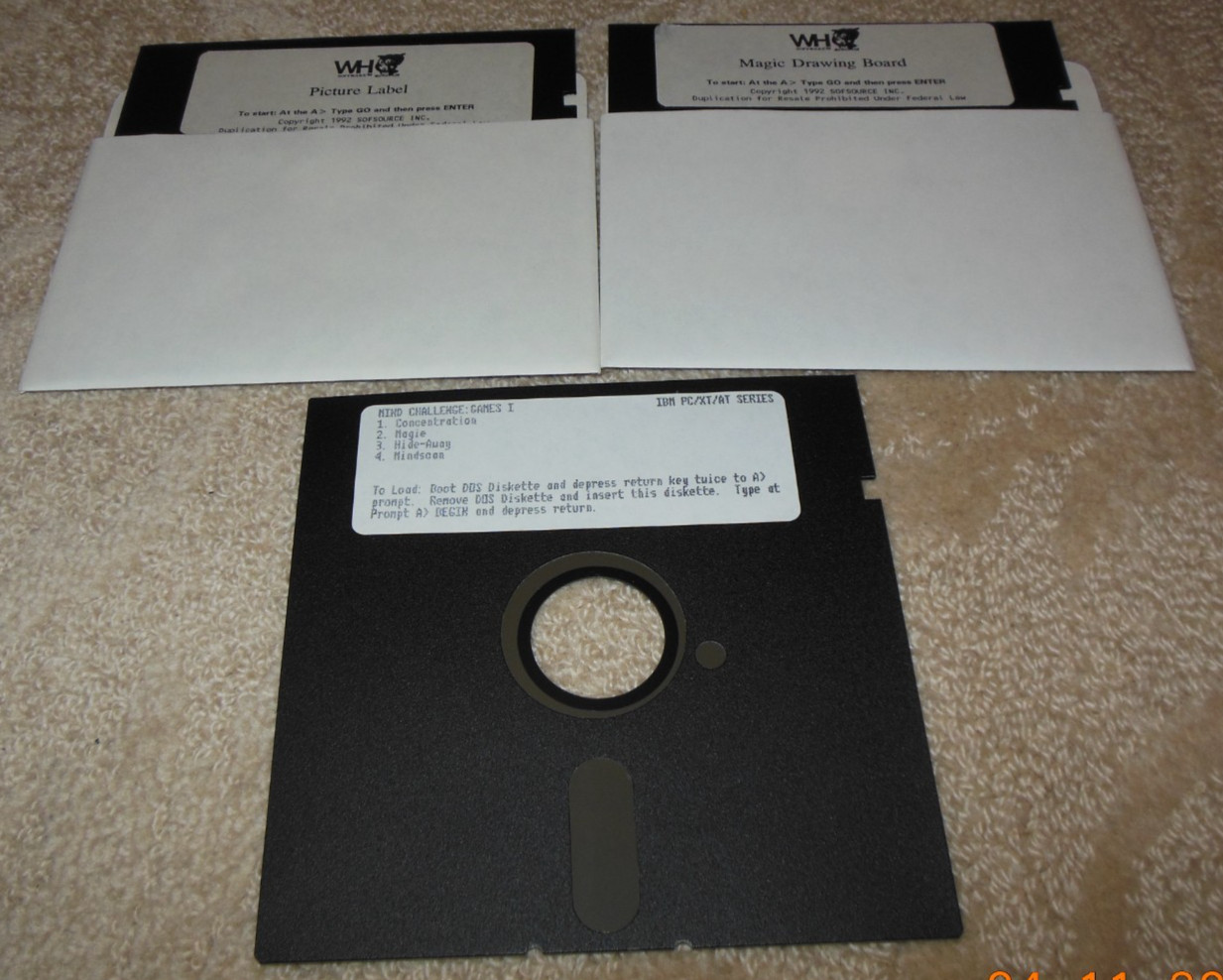 Vintage MS-DOS 5.25” Floppy Disc IBM PC/XT/AT Series Games Mind Challenge Magie