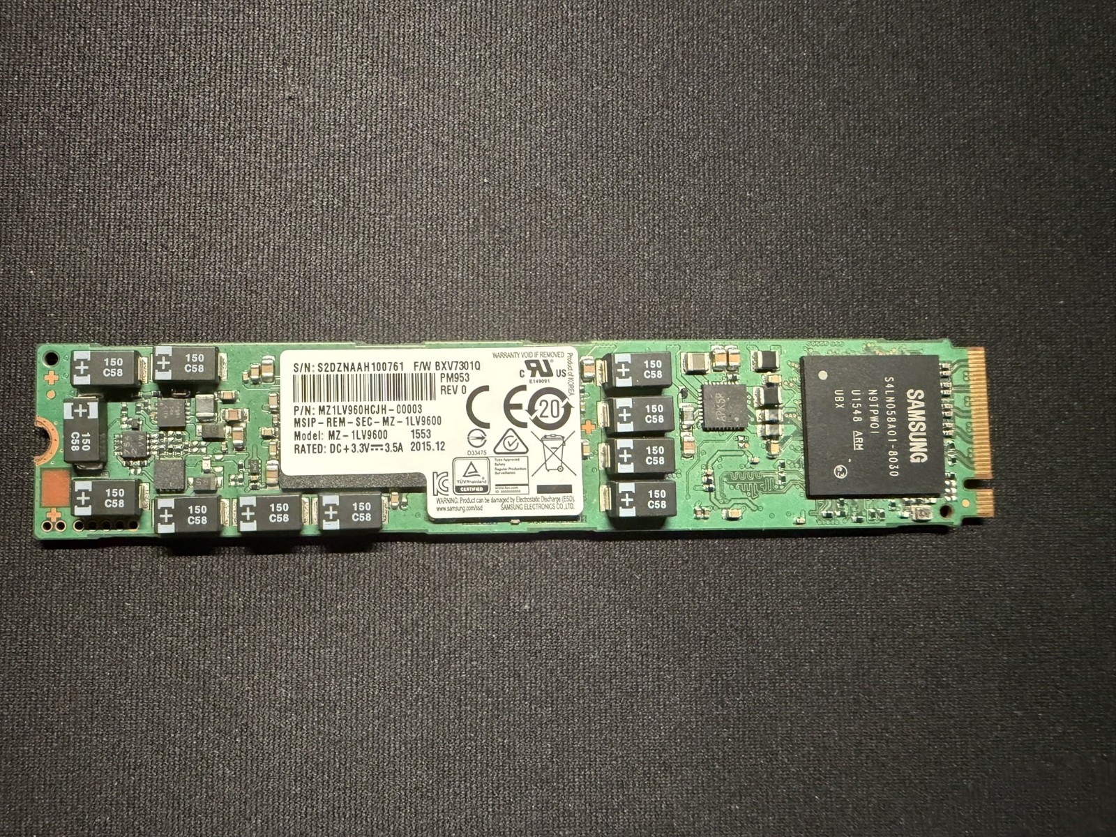 Samsung PM953 960GB NVMe M.2 22110 SSD MZ1LV960HCJH-00003 MZ-1LV9600 Tested