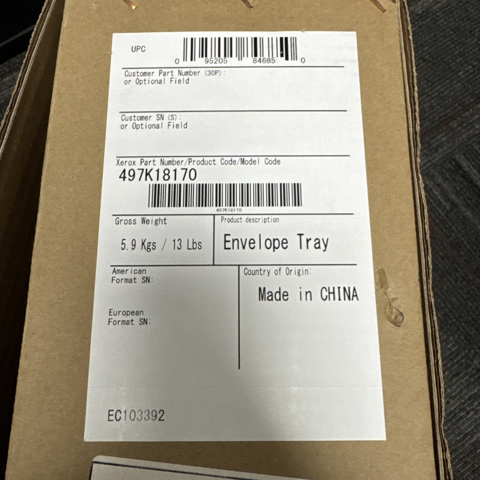 NEW OPEN BOX - Xerox WorkCentre Envelope Feeder 497K18170