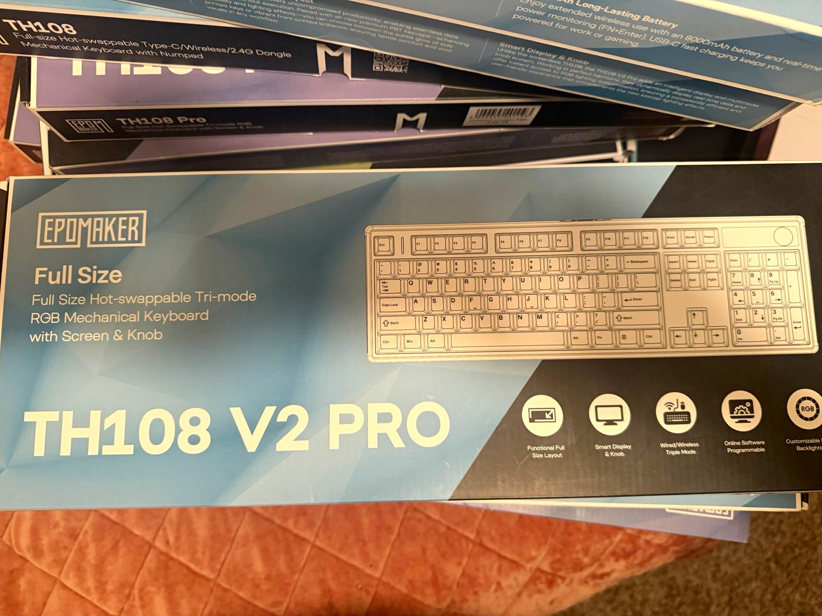 EPOMAKER TH108 V2 PRO Full Size Tri-Mode RGB Mechanical Keyboard w/ Screen Knob