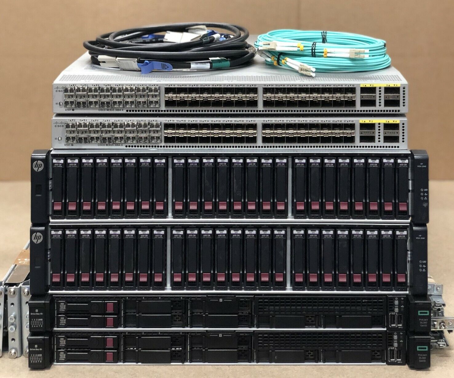 HP MSA 2050 10GBit iSCSI DL360 Gen10 28.8TB 15K 56-Core 512GB SAN Configuration