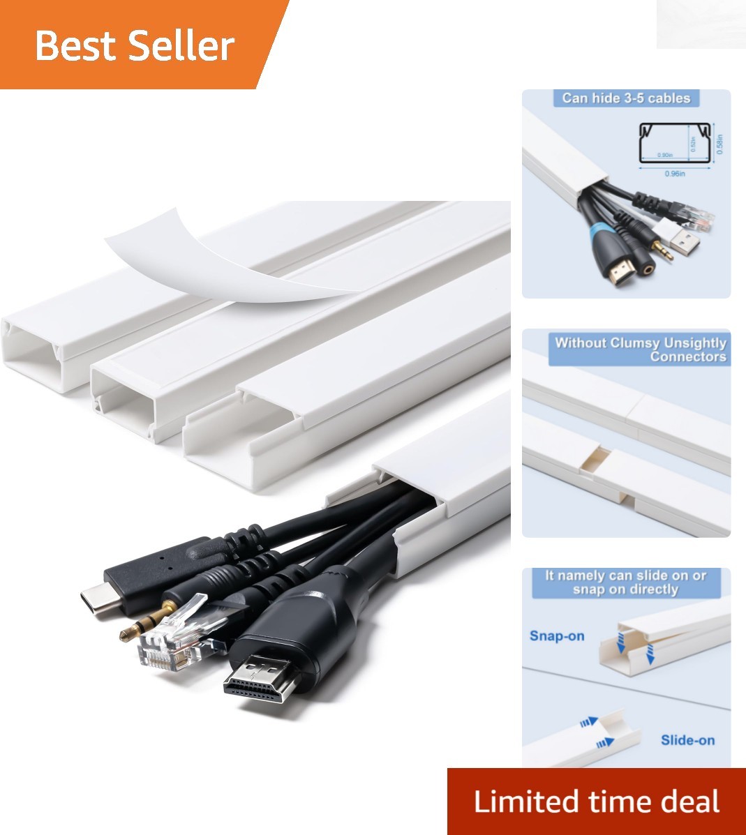 Elegant Cable Management Solution: 58in Paintable Cord Covers for Home Decor