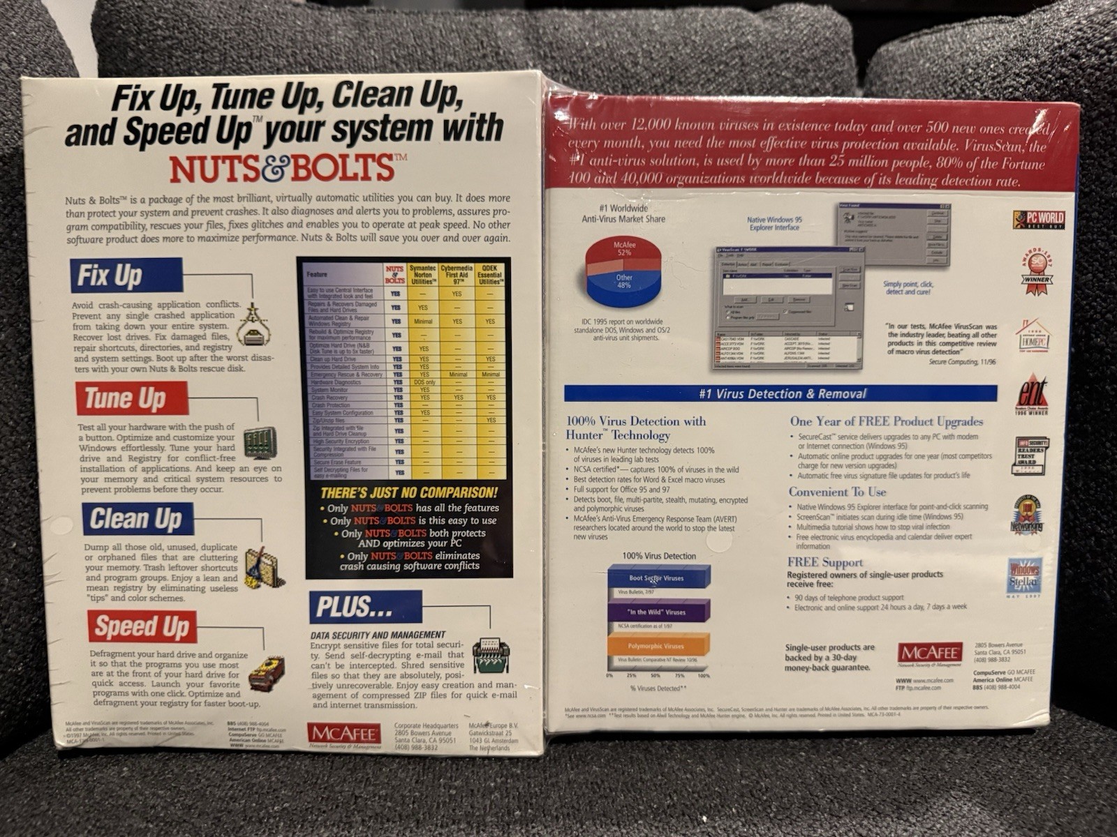 McAfee VirusScan and Helix Nuts & Bolts. Big Box Vintage Software. 2 For 1. NIB.