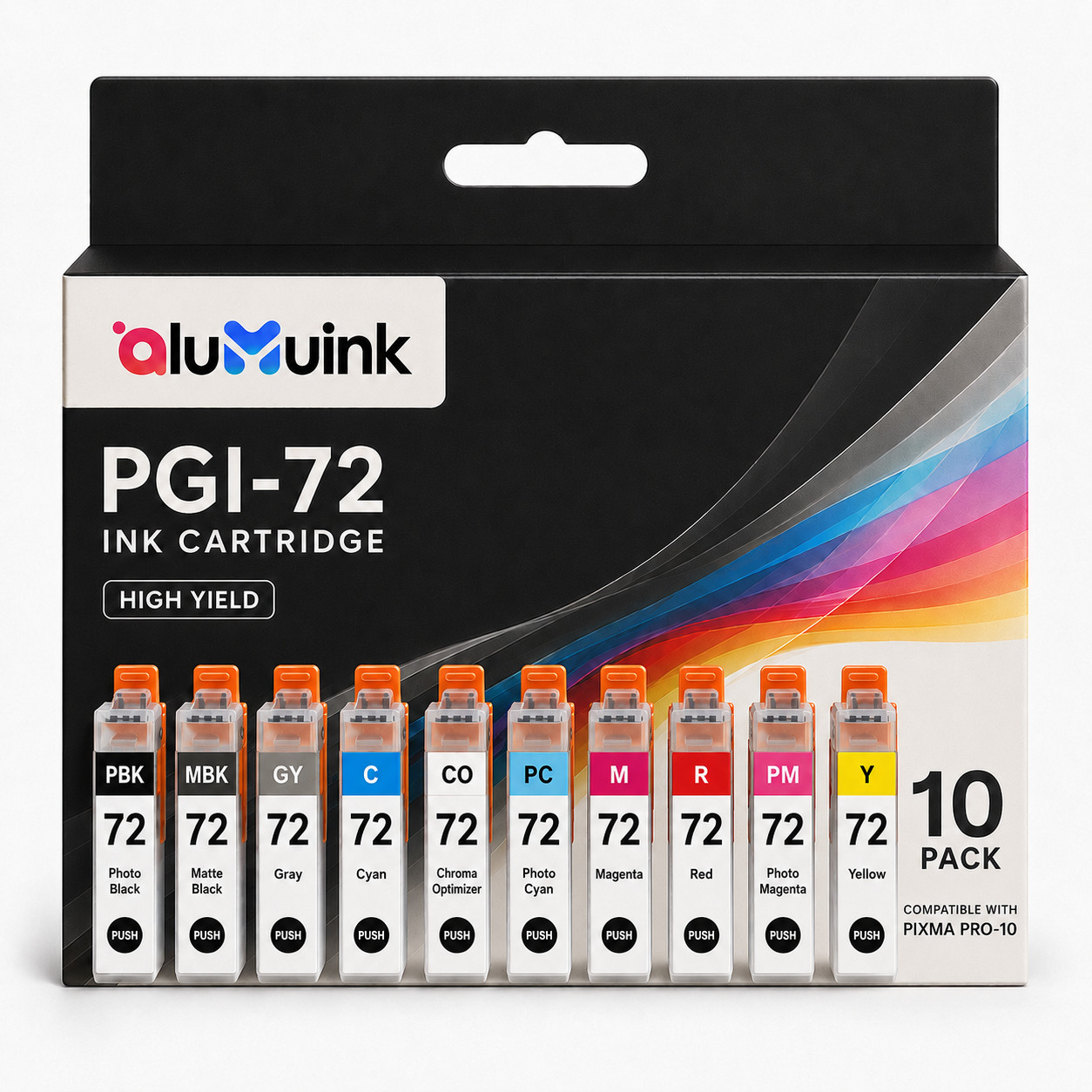 PGI-72 Ink Cartridge for Pixma Pro-10 Pro-10s PBK/C/CO/PM/Y/PC/M/MBK/GY/R