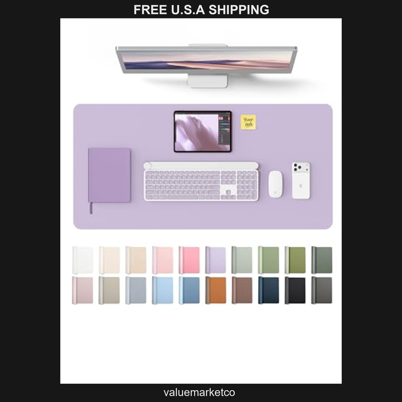 YSAGi PU Leather Desk Protector & Large Non-Slip Waterproof Mouse Pad