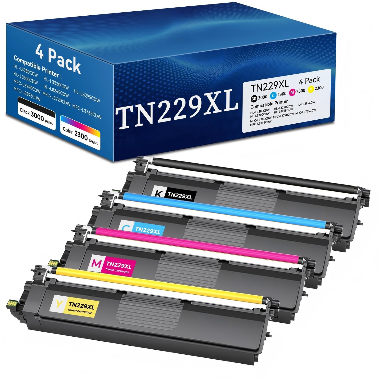 TN229XL Toner Cartridges 4 Pack Compatible for Brother TN2294PK TN-229XL