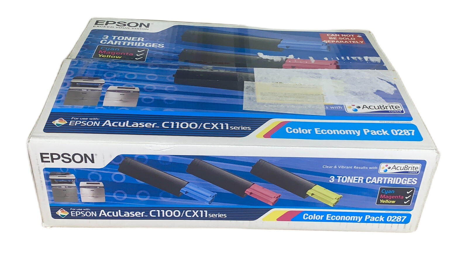 3 x Genuine Toner Epson Aculaser C1100 C1100N CX11N Economy Pack 0287 C/M/Y