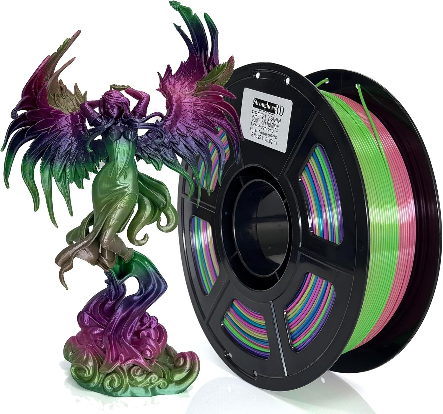 PETG 3D Printer Filament 1.75Mm,Silk Rainbow,High Speed Printing 500Mm/S,Multi C