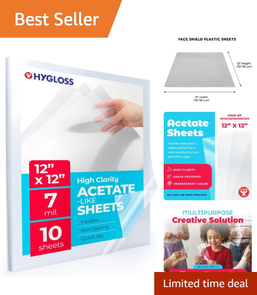 Flexible Clear Acetate Sheets 12" x 12" - 7 Mil for Arts, Crafts & Projects (10)