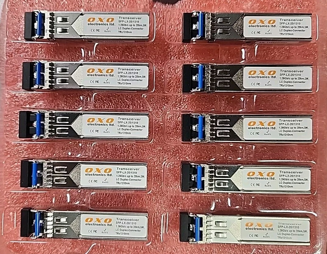 OXO Electronics Lot Of 10 1.25G SFP-LX-20/1310 Fiber Transceiver 1310nm LC 20KM
