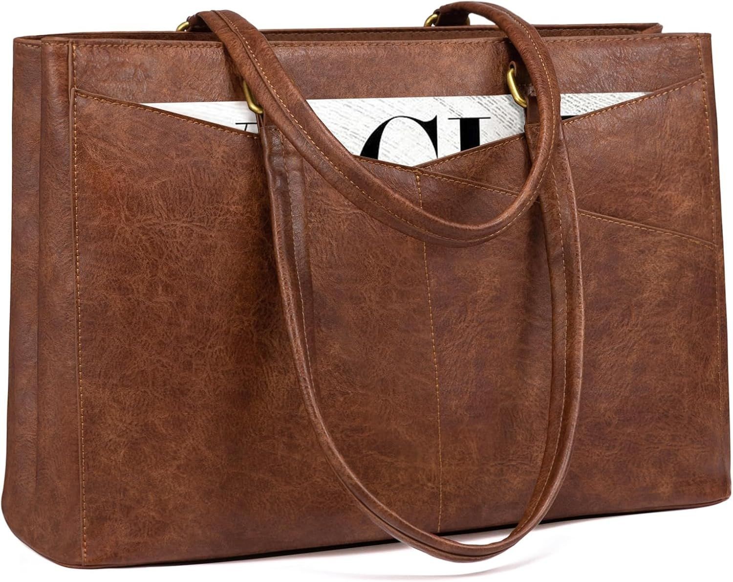 Laptop Tote Bag for Women, Leather Work Computer Briefcase Bag, Stylish Design