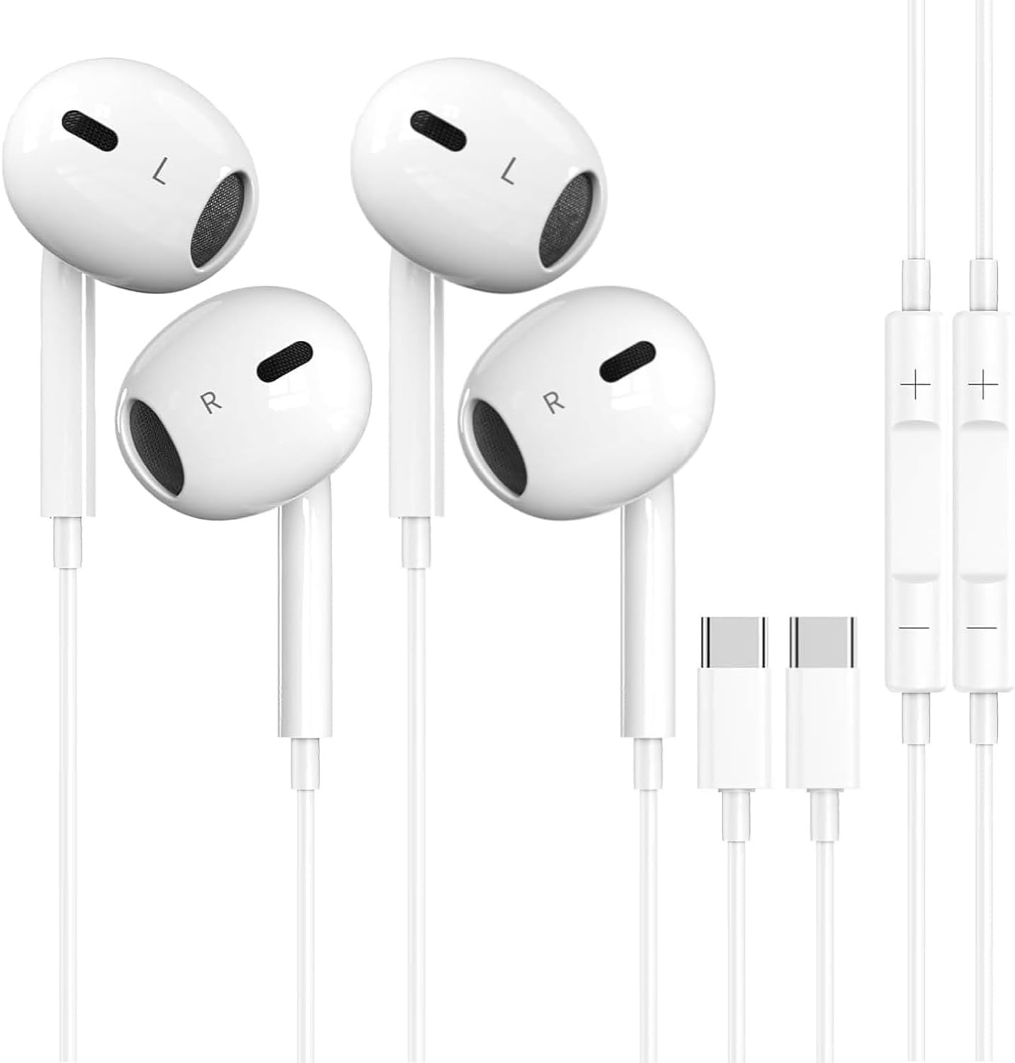 USB Wired Headphones [2-Pack] with Microphone – HiFi Earbuds Stereo, Nosie Re...