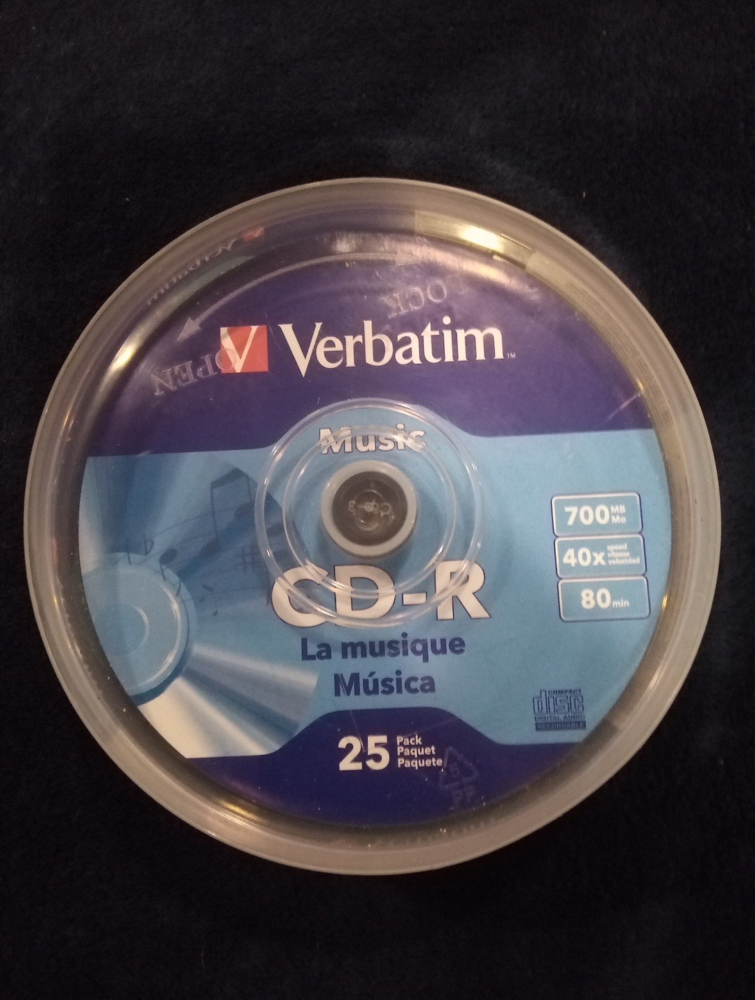 Verbatim Music CD-R 80min 40x with Branded Surface - 25pk Spindle Brand New 