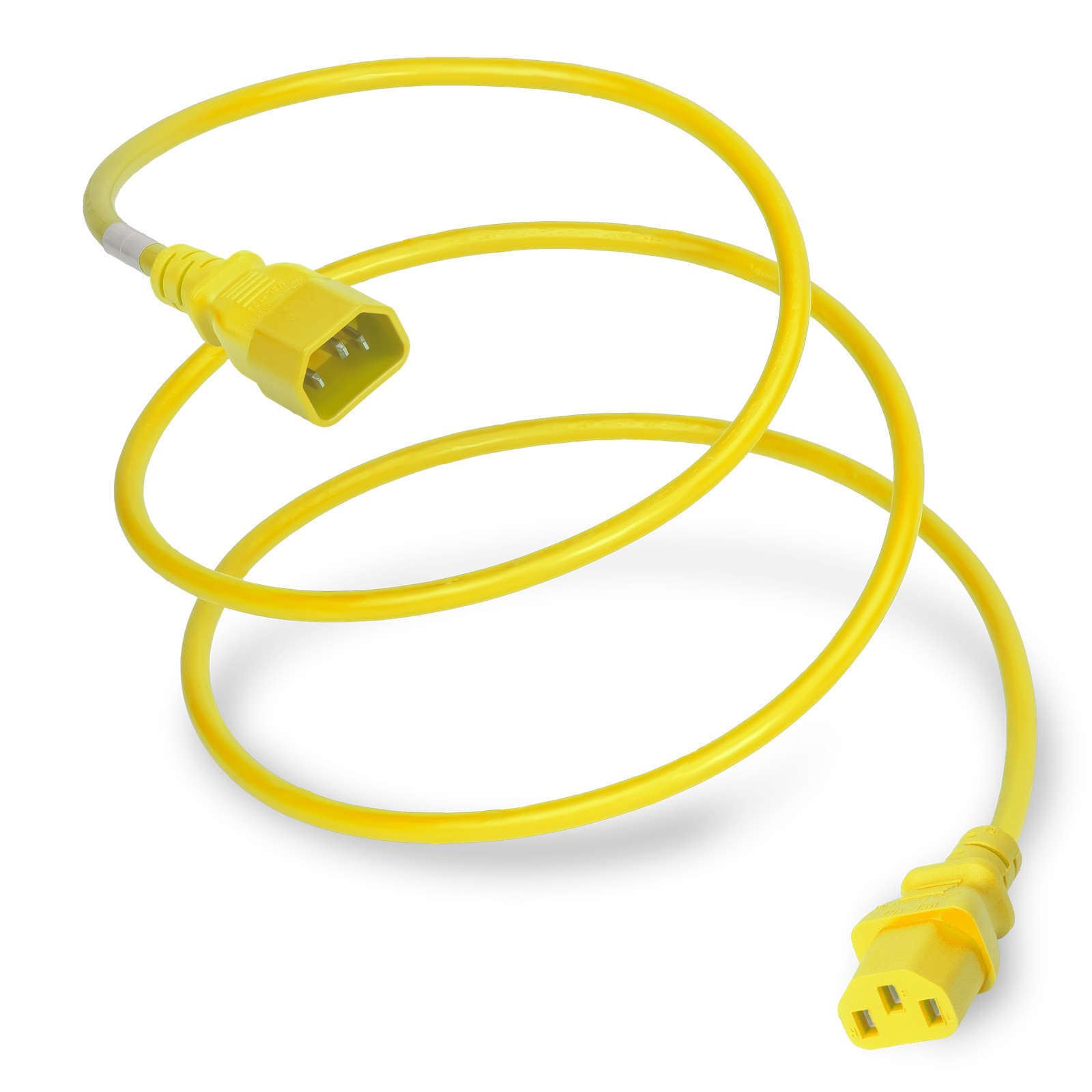 10 Pack of C13 C14 10A 250V 18/3 SJT Power Cord - Yellow - 2ft