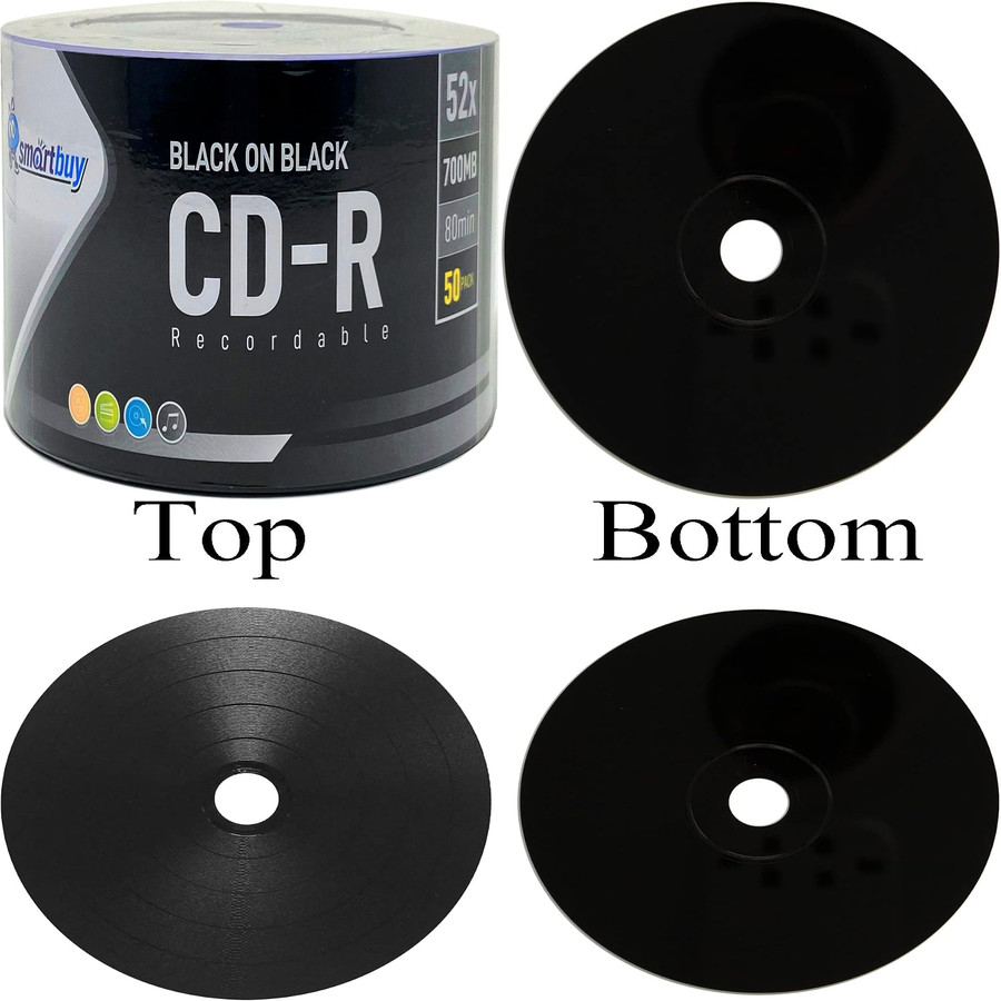 NEW 50 Pack  CD-R 52X 700MB 80 Mins Double Side Black Vinyl Blank Disc