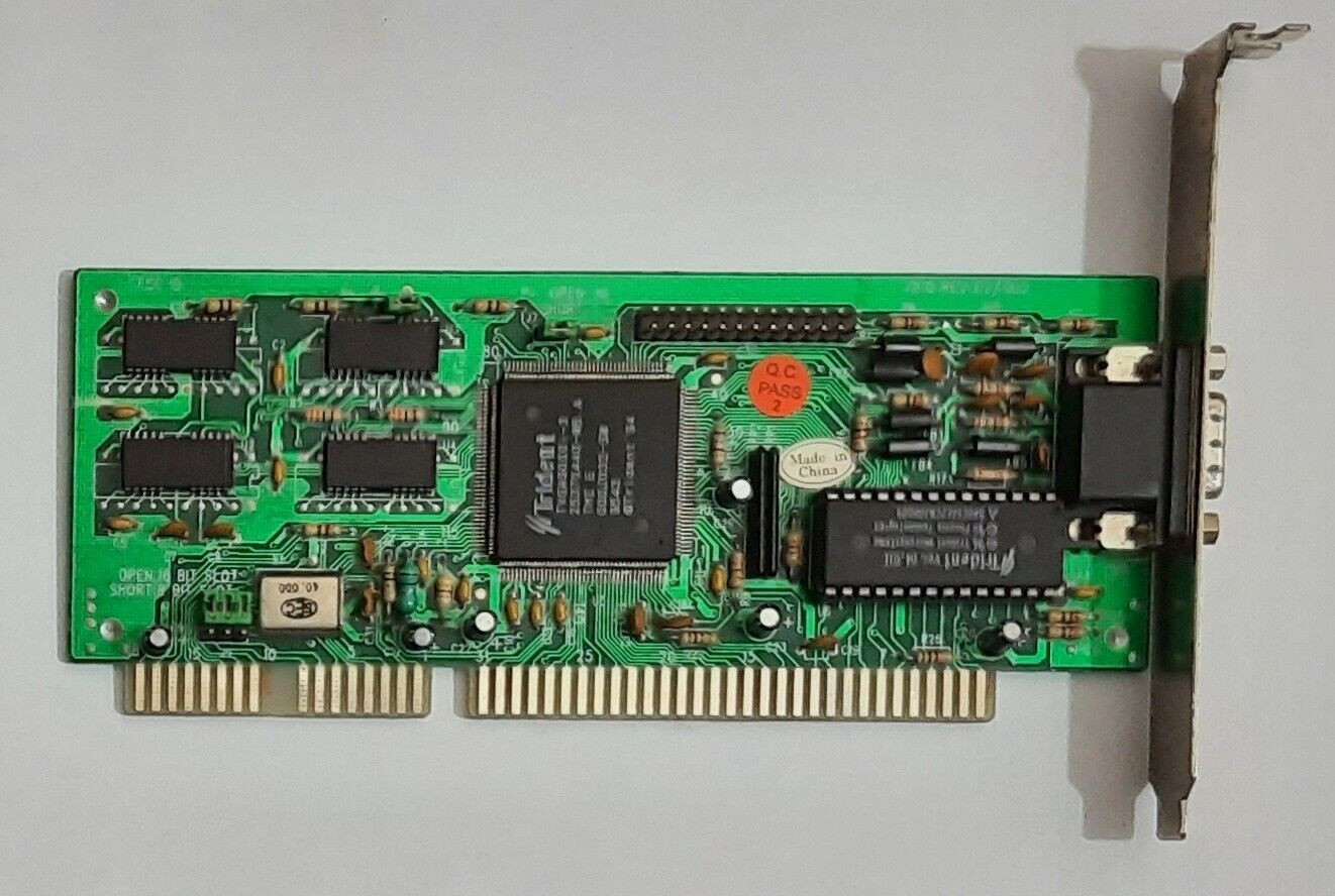 Trident 7210 Rev E2/SOJ ISA Graphics Card (TVGA9000i-3, 512KB, Retro, 1995)