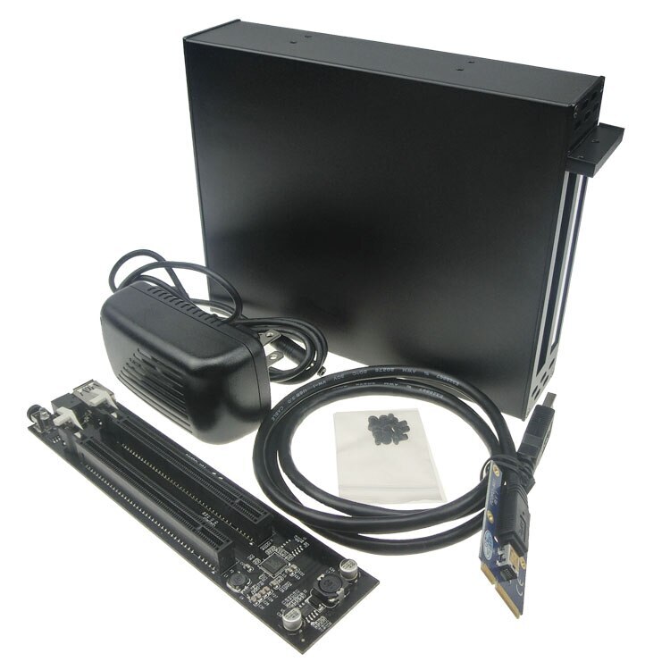 Mini PCIe To 2 Ports PCIE x16 Slot Adapter Enclosure Docking Station
