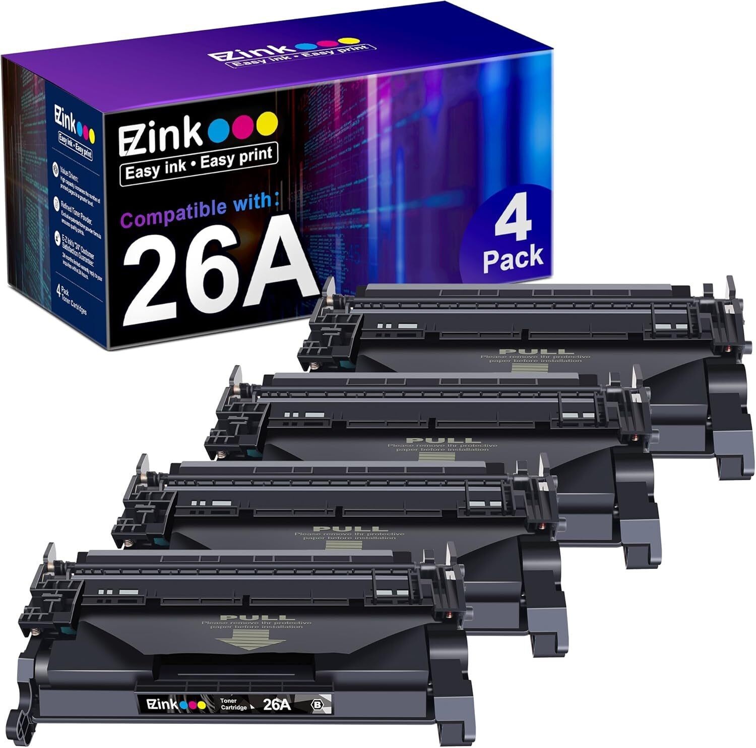 E-Z Ink4 Pack  Compatible Toner Cartridge Replacement for HP 26A CF226A 26X