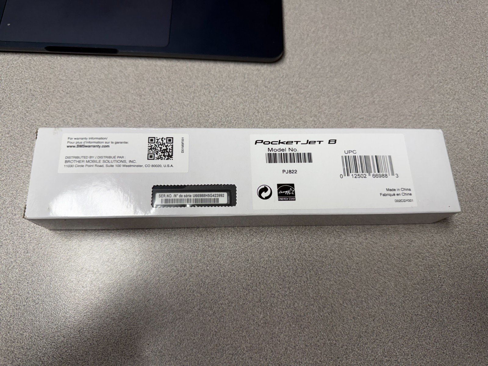 NEW Brother PocketJet 8 PJ822 Mobile Thermal Printer USB-C Full Page 8.5"