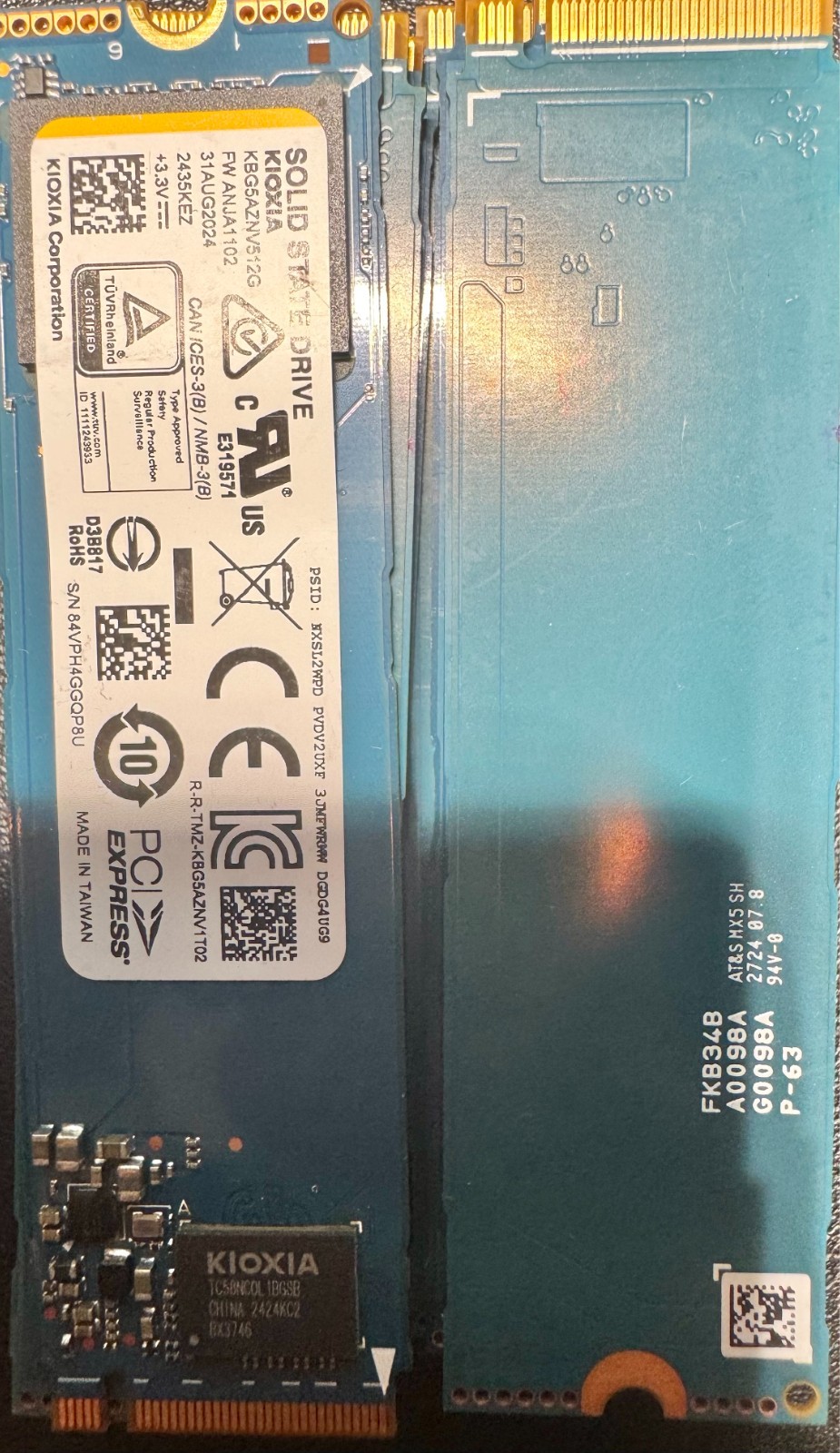 KIOXIA KBG5AZNV512G 512GB M.2 NVMe SSD — TESTED & READY TO USE