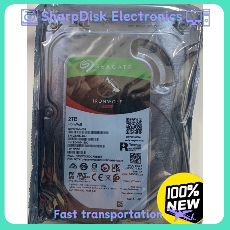 Seagate Original ST2000VN004 IronWolf 2TB 5900RPM 3.5" NAS HDD Hard Disk Drive