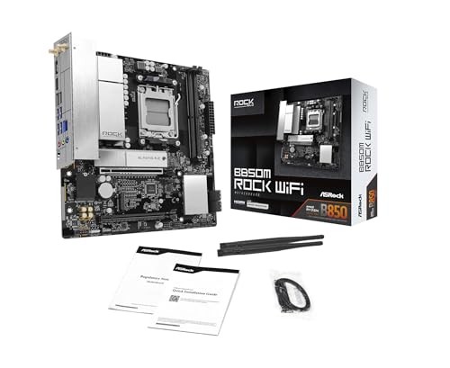 ASRock B850M Rock WiFi Motherboard AMD Ryzen Ser CPU Socket AM5 DDR5 Micro ATX