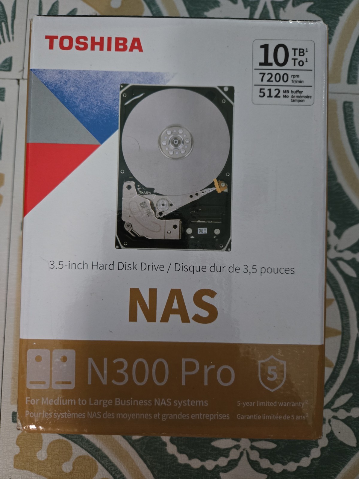 Toshiba N300 Pro 10TB NAS Hard Drive SATA 3 6Gb/s 7200 RPM 512MB Cache 